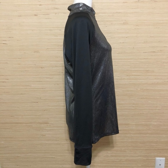 Women's Metallic Silver Gray Long Sleeve Quarter Zip Lightweight Sport Large Top - Picture 4 of 8